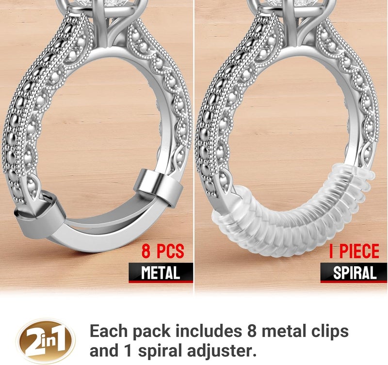 Omilly Filled Metal Ring Guard for Loose Rings, Invisible Ring Size Adjuster, Fits Ring Width 1.3mm-10mm, Easy to Use, 12 Pack with 4 Sizes, Secure Fit for Women & Men-Silver - Image 4
